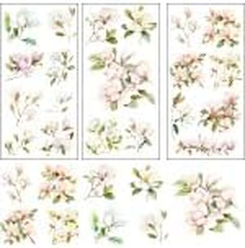 3 Sheet Vintage Birds Flowers Rub on Transfers Magnolia Flower Rub on Transfers for Crafts Furniture Classic Birds Flowering Branch for Home Office Garden Door Wood DIY Craft 11.8"* 5.9" in Kuwait