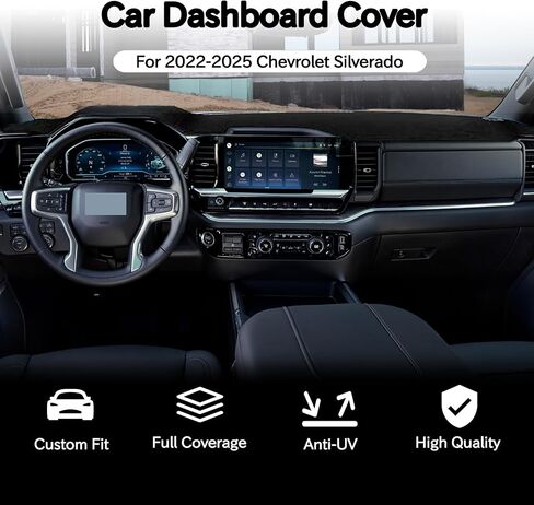 غطاء DASH لعام 2022-2025 شيفروليه سيلفرادو/GMC Sierra 1500 ملحقات ، غطاء لوحة معلومات البوليستر لعام 2024 2025 Silverado/Sierra 2500HD 3500HD ، حارس DASH DASH NO GLARE NO GLAR in Saudi Arabia