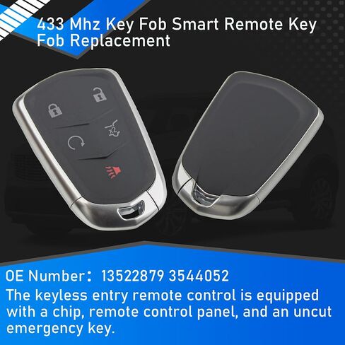 مفتاح التحكم عن بُعد الذكي باستبدال FOB متوافق مع 2020 2021 2022 2023 كاديلاك XT4 XT5 XT6 معرف FCC: HYQ2ES 5 أزرار 433 ميجا هرتز مفتاح الإدخال بدون مفتاح يستبدل P/N: 13522879 3544052 in Saudi Arabia