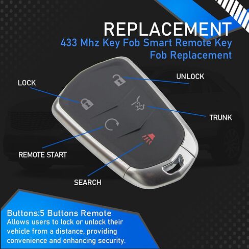 مفتاح التحكم عن بُعد الذكي باستبدال FOB متوافق مع 2020 2021 2022 2023 كاديلاك XT4 XT5 XT6 معرف FCC: HYQ2ES 5 أزرار 433 ميجا هرتز مفتاح الإدخال بدون مفتاح يستبدل P/N: 13522879 3544052 in Saudi Arabia