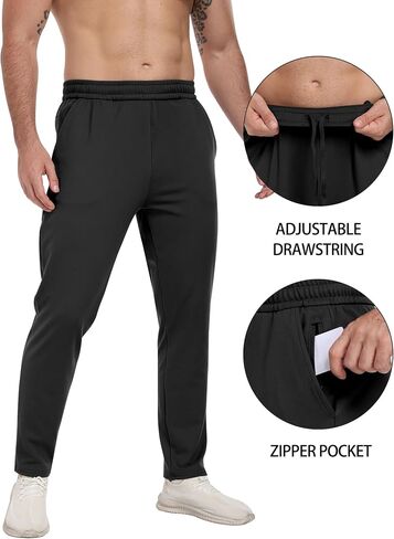 3 Pack Men's Workout Sweatpants with Pockets,Athletic Gym Tapered Joggers Pants for Men Running Pants in Saudi Arabia