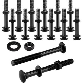 Zonon Carriage Bolt Kit مجموعة مسامير النقل المجلفنة تتضمن غسالات وصواميل مقاومة للصدأ لملحقات التثبيت (12 مجموعة، أسود، 3/8 × 6 بوصة) in Kuwait