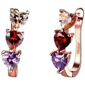Dainty 18K Gold Plated Rainbow Colorful Crystal Love Heart Cubic Zirconia Hoop Earrings for Women Tiny Cute CZ Huggie Hoops Hypoallergenic for Sensitive Ear