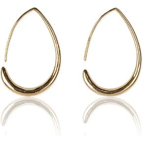 Unique And Simple, Anti Allergen Hypoallergenic Tear Drop Hoop Earring For Women (Large, Gold)