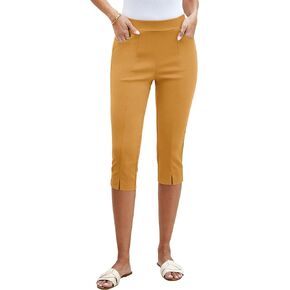 GRAPENT Capri Pants for Women High Waisted Pull On Elastic Waist Dressy Casual Stretchy Capris Trousers Pants Pockets