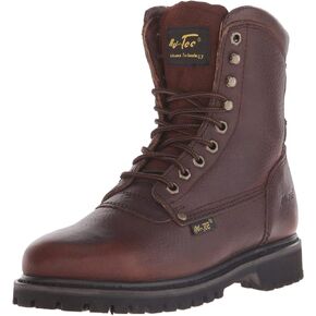 Ad Tec Men's 8in Heavy Duty Waterproof Grain Tumbled Leather Work Boots, Brown - PU Outsole, Removable EVA Cushioned Insole