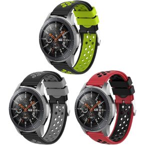 مجموعة من 3 أحزمة ساعة PINHEN مقاس 22 مم متوافقة مع ساعة Samsung Galaxy Watch 46 مم SM-R800 R800/Galaxy Watch 3 45 مم R840/Gear S3 Classic and Frontier، سوار ساعة رياضي من السيليكون الناعم للرجال والنساء (GGB، 22 مم)