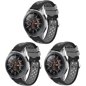 PINHEN 3 Pack 22mm Watchbands Compatible with Samsung Galaxy Watch 46mm SM-R800 R800/Galaxy Watch 3 45mm R840/Gear S3 Classic and Frontier,Soft Silicone Sport Watch Band for Men Women (GGB, 22mm) in Kuwait