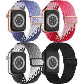 Braided Solo Loop for Apple Watch Band 40mm 44mm 45mm 41mm iWatch Bands Ultra/Ultra 2 49mm 38mm 42mm Women Men, Stretchy Nylon Bands Sport Loop Fabric Strap for Apple Watch Series 9 8 7 6 5 4 3 2 SE
