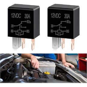 cueclue 2 PCS Car Starter Relay, DC12V Nylon Shell Silver Contact Five-pin Relay, Universal Heavy-Duty Motor Replacement Parts, Product Compatible with Cars, Trucks, Vans, SUVs, Trailers (Black)