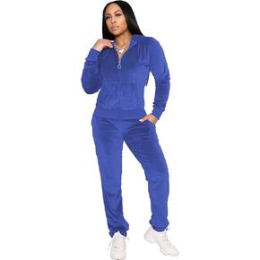 TOPSRANI Womens Velour Sweatsuits Velvet Tracksuit 2 Piece Outfits Casual Jogging Sweat Suits Matching Jogger Pants Set