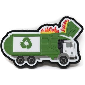 Garbage Truck Dumpster Fire Morale Patch | Recycle | PVC Rubber Tactical Patch | Funny Morale Patch