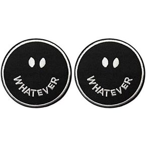 Cute-Patch Whatever Smile Face Embroidered Iron on sew on Patches Happy Face Stickers Labels