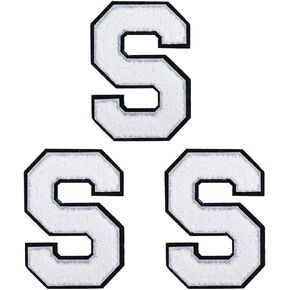 3Pcs Chenille Letter Patches Iron Sew on Varsity Size 4.5" Embroidered Patch for Clothing Hat Shirt Bag Dress Jeans DIY Accessories (Black Edge,S) in Kuwait
