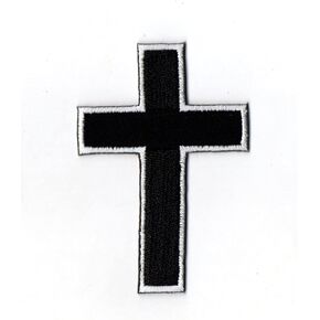 Cross Color Black Patches Iron On Christian Embroidered for Hat Shirt Jacket Clothing Backpacks Jeans Cap Size About 3.10x2.20 Inch A170