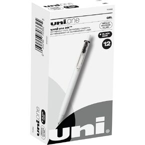 Uniball One Gel Pen, 12 Black Pens, Medium Point 0.7mm Gel Pens, Fine Point, Smooth Writing Pens, Home Office Supplies by Uni-ball, Colored Pens, Ink Pens for Journaling, Ballpoint Pens, Bulk Pens