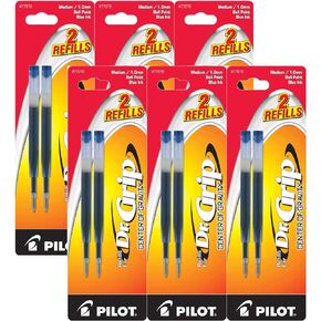 Value Pack of 6 - Pilot Dr. Grip Center of Gravity Ballpoint Ink Refill, 2-Pack, Medium Point, Blue Ink (77272)