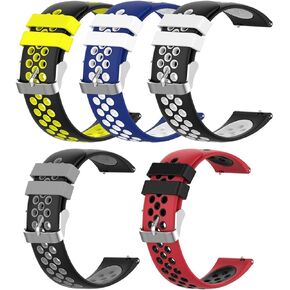5-Pack Replacement Band Compatible with Ticwatch GTH E3 Watch Bands, Silicone Strap Sweatproof Breathable Wristbands for Tic Watch GTH