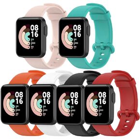 FitTurn 6 Pack Sport Bands Compatible with Xiaomi Mi watch lite/Redmi Watch Band,Soft Silicone Waterproof Strap Wristbands Compatible with Xiaomi Mi watch lite/Redmi Watch Women Men