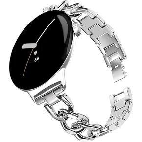NINKI Compatible Metal Google Pixel Watch 2(2023) Band,Luxury Dressy Bangle Jewelry Replacement for Slim Pixel Watch Wristband,[No Gap] Thin Stainless Steel Strap for Google Pixel watch 1(2022) Black