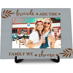 Friends Pictures Frame, Friends Are The Family We Choose Photo Frame with Stand, Friendship Gifts for Best Friend, Farmhouse Home Living Room Bedroom Office Decoration -a13