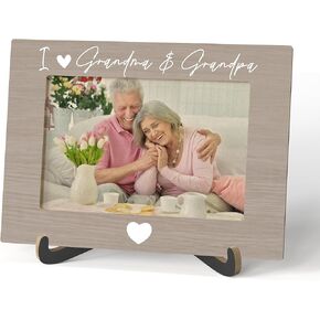 Grandparents Photo Frame - I Love Grandma & Grandpa Wooden Tabletop Picture Frame with Stand - New Grandma Grandpa Gifts, Grandparents Day Birthday Gifts for Grandparents -A23 in Saudi Arabia