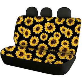 FOR U DESIGNS Sunflower Printed Bench Dog Car Seat Covers Universal Fit Trucks, SUV, Sedan, Durable Back Seat Cover for Dogs and Kids