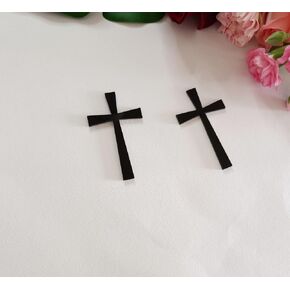 16pcs of Acrylic Mirrored Baptism Cake Toppers,Acrylic Mirror Cross Sticker for Baptism Wedding Party Favors Home Decor (2.5'', Black)