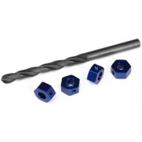 Traxxas Wheel Adapters/12mm Hex/Alum BL Andized-4/Screw Pins-4/Drill Bit/0.25" for 6 mm Shaft