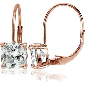 Hoops & Loops Sterling Silver 7x7mm Cushion-Cut Cubic Zicronia Leverback Earrings