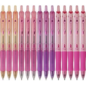PILOT Acroball Breast Cancer Awareness Collection Advanced Ink Refillable & Retractable Ball Point Pens, Fine Point, Assorted Colors, 14-Pack (14688)