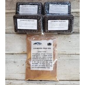 H2 Tackle & Outdoors Trap Dye and Wax Bundle, 4 lb Black Wax, 1 lb Logwood Dye