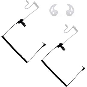 2 Pack 3.5mm Earpiece Listen Only Police Earpiece Radio Headset with Clear Acoustic Tube, 2 Pcs Ear Fins Earmold Stabilizer Anti-Slip