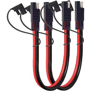 كابل تمديد 10AWG SAE [عبوة من قطعتين] SAE إلى SAE سلك توصيل سريع لوصلة SAE كابل تمديد اللوحة الشمسية لمحرك التصيد وبطارية RV والدراجات النارية والسيارات والجرارات - 30 سم