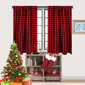 Buffalo Check Curtains Buffalo Plaid Curtains Blackout Curtains Farmhouse Country Curtains for Living Room, 36x36inch, 2 Pack (Black White)