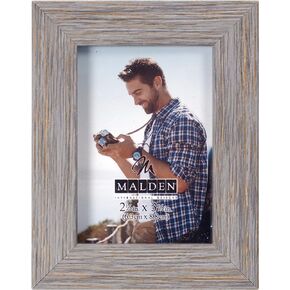 Malden International Designs 2.5x3.5 Dark Gray Driftwood Linear Picture Frame Matte Variegated Quality PS