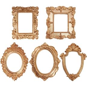 Kisangel Vintage Decor 5Pcs Mini Vintage Picture Frame Small Retro Picture Frame Desktop Jewelry Display Frame Resin Photo Holder for Home Keepsakes Decoration Victorian Decor