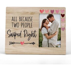 All Because Two People Swiped Right Couples Picture Photo Frame,Couple Picture Frames, Birthday Valentines Christmas Gifts For Couple Husband Wife Girlfriend Boyfriend(4x6 Inch Photo)