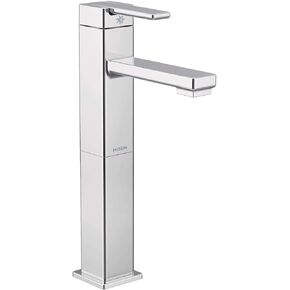 Moen S6712 90 Degree One-Handle Single Hole Vessel Sink Modern Bathroom Faucet, Chrome, 1 count