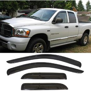 92352 Side Window Visor Deflector Rain Guard,in-Channel Style Shatterproof Dark Smoke,2pc Window Shades fit for 1994-2001 Dodge Ram 1500,1994-2002 2500 3500 with Standard Mirror
