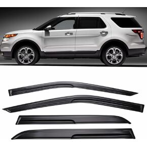 MotorFansClub 4pcs Window Visors Vent Fit for Ford Explorer 2011 2012 2013 2014 2015 2016 2017 2018 2019 Sun Deflectors Rain Guards Door Visor Black
