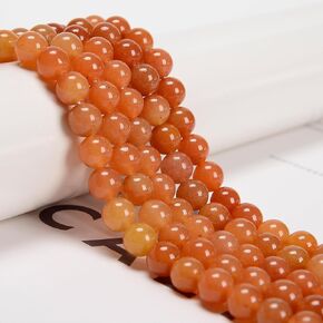 6mm 128pcs Natural Red Aventurine Smooth Round Genuine Real Stone Gemstone DIY Beads for Jewelry Making