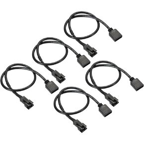 PATIKIL 3 Pin 5V 30cm Long Computer Motherboard Interface to SM3P Male Extension Cable, Power Adapter Plastic Metal for RGB Fans LED Strips, Black