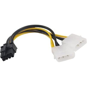 8 Pin PCI Express to Dual 4 Pin Molex Graphics Card Power Cable, 2 x Molex 4 Pin to 8-Pin PCI Express Video Card Pci-e ATX PSU Power Converter Cable (1Pack/18CM)