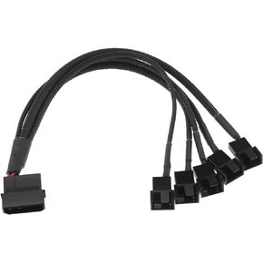 5 in 1 4-pin Molex to 5 X 3-pin / 4-pin PC Chassis Fan Separator PC Chassis Fan Separator Y Power Adapter Cable Compatible with 3 Or 4 Pin Fans