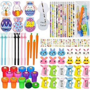 134 Pcs Easter Party Favors School Supplies for Boys Girls,Easter Stationery Set,Spring Easter Treat Bags Goodies Fillers Game Prizes,Easter Pencils Erasers Stickers Stamps Classrooms Gifts (Easter) in Saudi Arabia