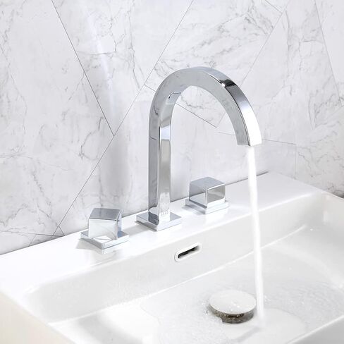 البوب ​​SANITARYWARE 2-مقبض واسع النطاق بالوعة الحمام صنبور النفط مفروك البرونزية الصلبة النحاس 8 بوصة شلال الحمام الغرور صنبور 3 ثقوب حوض خلاط الحنفيات in Saudi Arabia