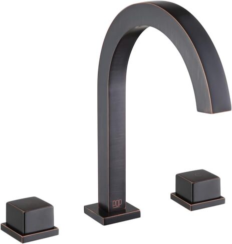 البوب ​​SANITARYWARE 2-مقبض واسع النطاق بالوعة الحمام صنبور النفط مفروك البرونزية الصلبة النحاس 8 بوصة شلال الحمام الغرور صنبور 3 ثقوب حوض خلاط الحنفيات in Saudi Arabia