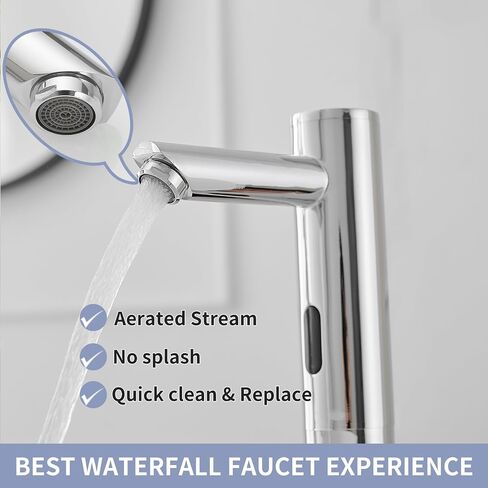 Touchless Vessel Sink Faucet Automatic Sensor Bathroom Faucet Hands Free Smart Commercial Touchless Bathroom Sink Faucet with Control Box and Temperature Mixer, Black in Saudi Arabia