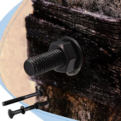 Zonon Carriage Bolt Kit مجموعة مسامير النقل المجلفنة تتضمن غسالات وصواميل مقاومة للصدأ لملحقات التثبيت (12 مجموعة، أسود، 3/8 × 6 بوصة) in Kuwait